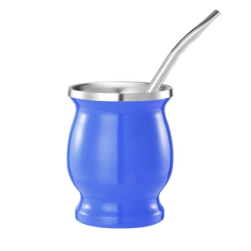 Hot Sale Vacuum insulated Double Wall Stainless Steel Yerba Mate gourd cup with Bombilla Straw
