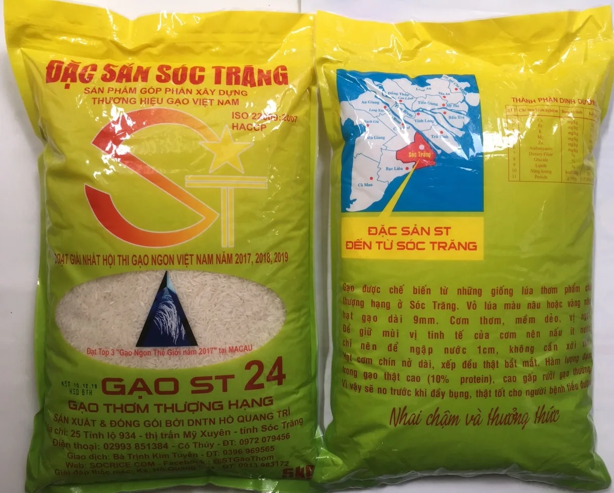 Белый рис высокого качества для оптовой продажи/лучший полученный/оптовый экспорт риса из Вьетнама (ST24)