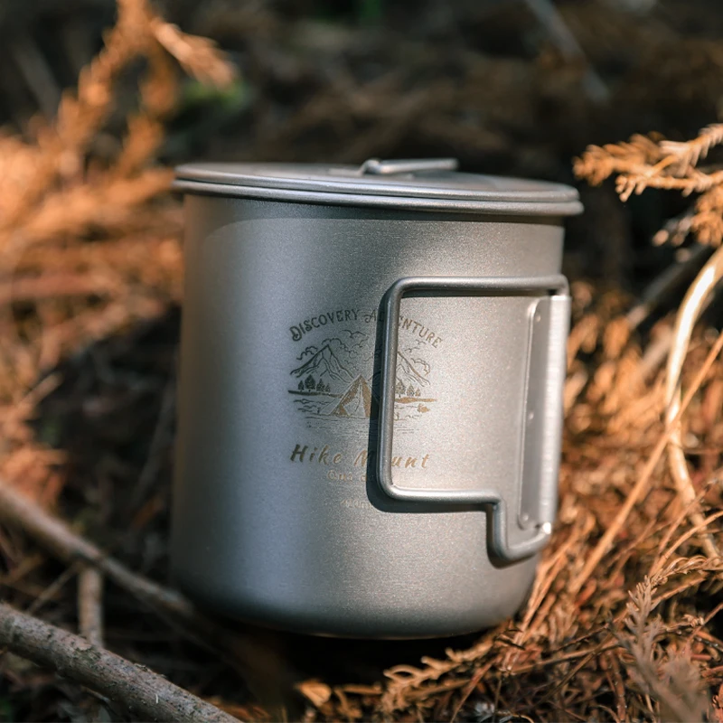Hot selling and environmentally friendly 350ml/420ml pure titanium folding cup Camping Coffee Mug Customized logo