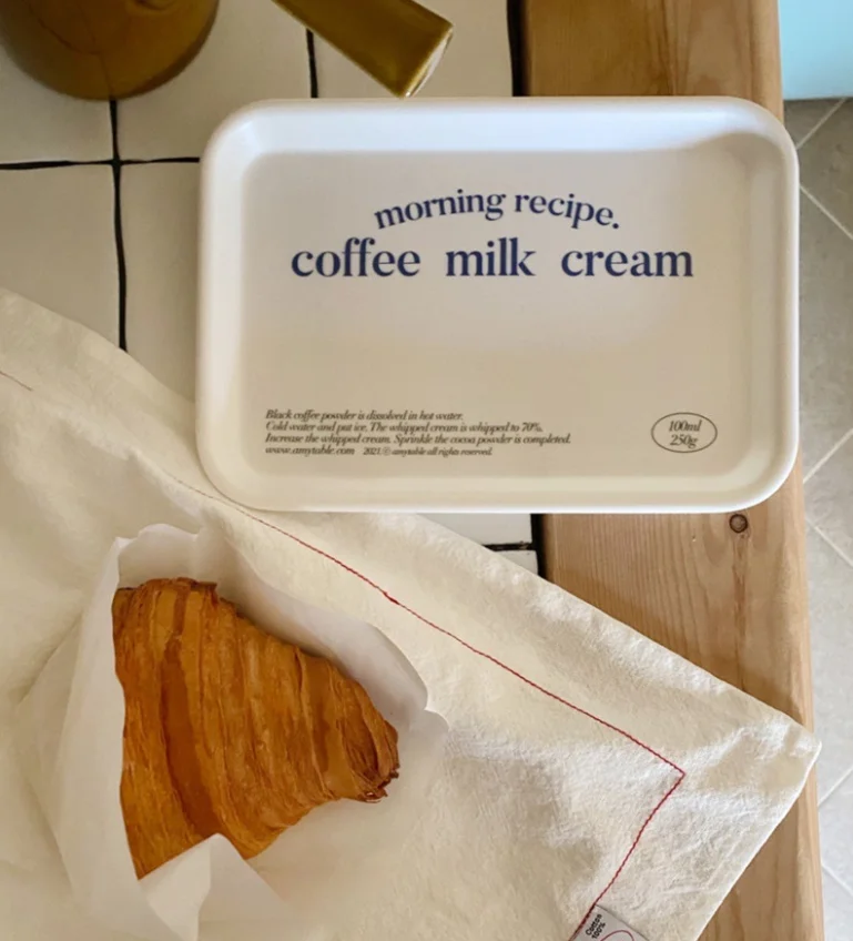 SYL Korean ins style melamine square plates fruit cup holder tray coffee milk cream breakfast tray