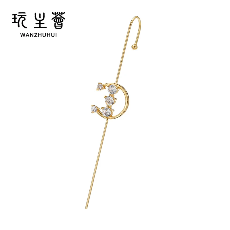 Female geometric personality puncture ear-bone oblique line earring