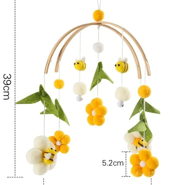 Wooden Bed Bell Baby Musical Hanging Toys Handmade Baby Mobile Felt