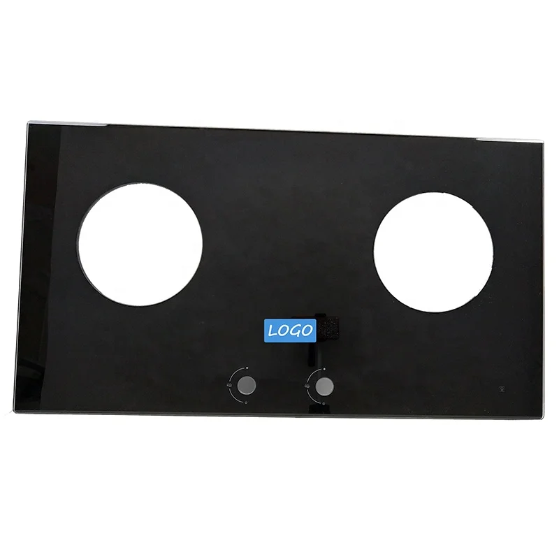 Manufacturer custom high temperature screen printing glass tempered glass gas stove 2 furnace holes gas stove covertop glass