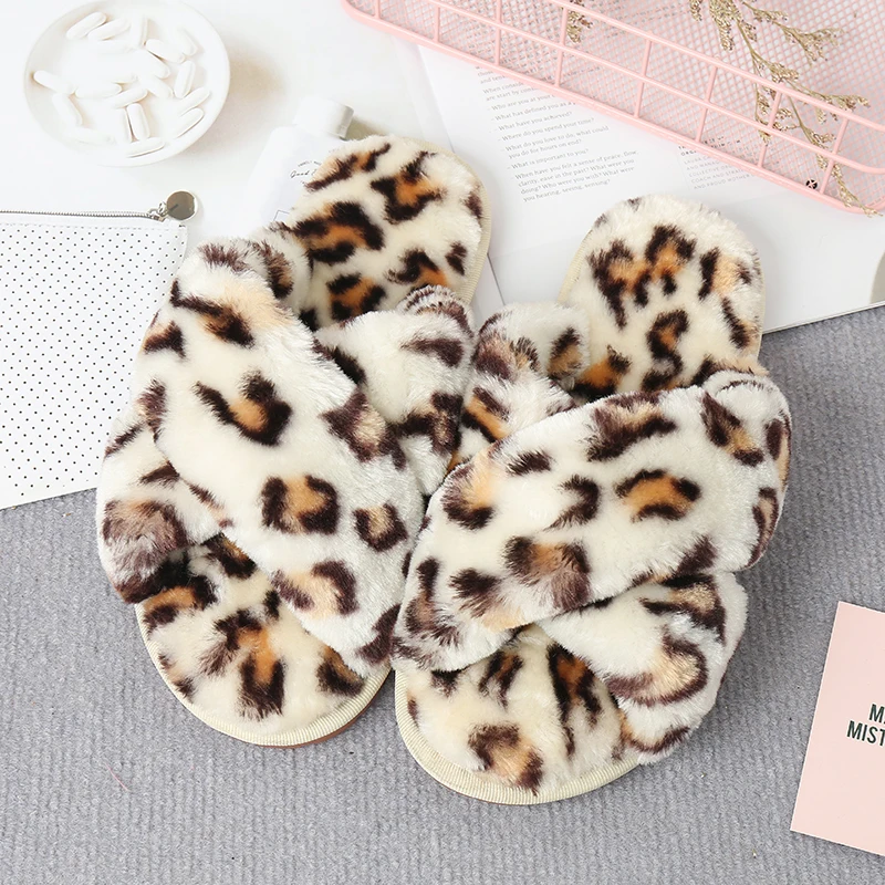 Shein Girls Fuzzy Slippers Kids Fluffy Fur Slide Rainbow Leopard Slip On Soft Plush House Home Indoor Outdoor Furry Slippers