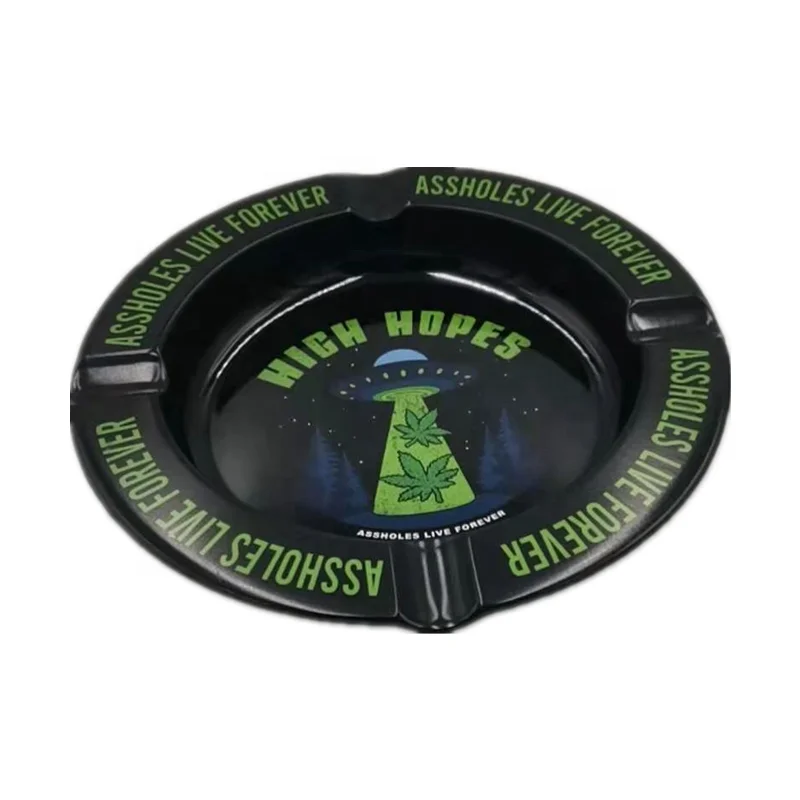 Custom Logo Tray Round Ashtray Metal Tray Recyclable Metal Food Serving Trays  OEM