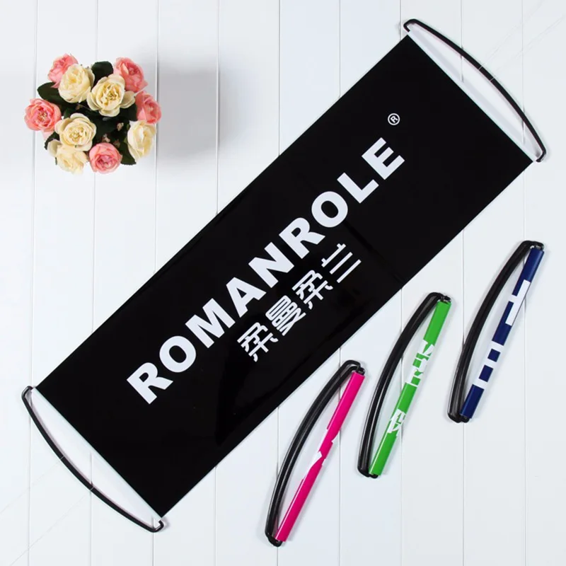 24x70cm PET Custom Retractable Handheld Scrolling Banner Flag