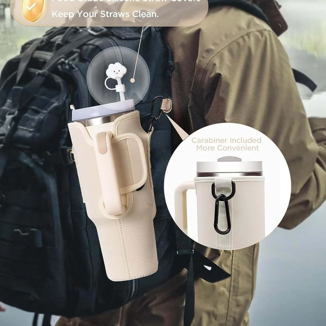 Manufacturer Custom Adjustable Strap Neoprene Water Bottle Carrier Sleeve Pouch Cup Holder Sling Bag With Zipper Phone Pocket