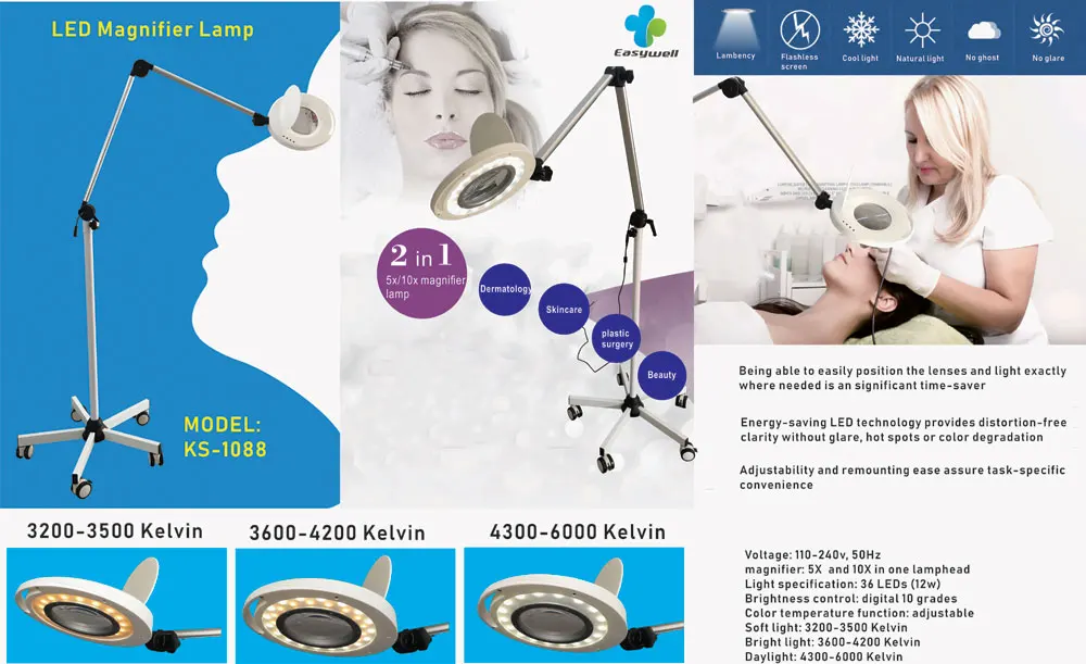 5X 10x magnifier LED Magnifying Lamp KS-1088 salon beauty dermatology dressing room
