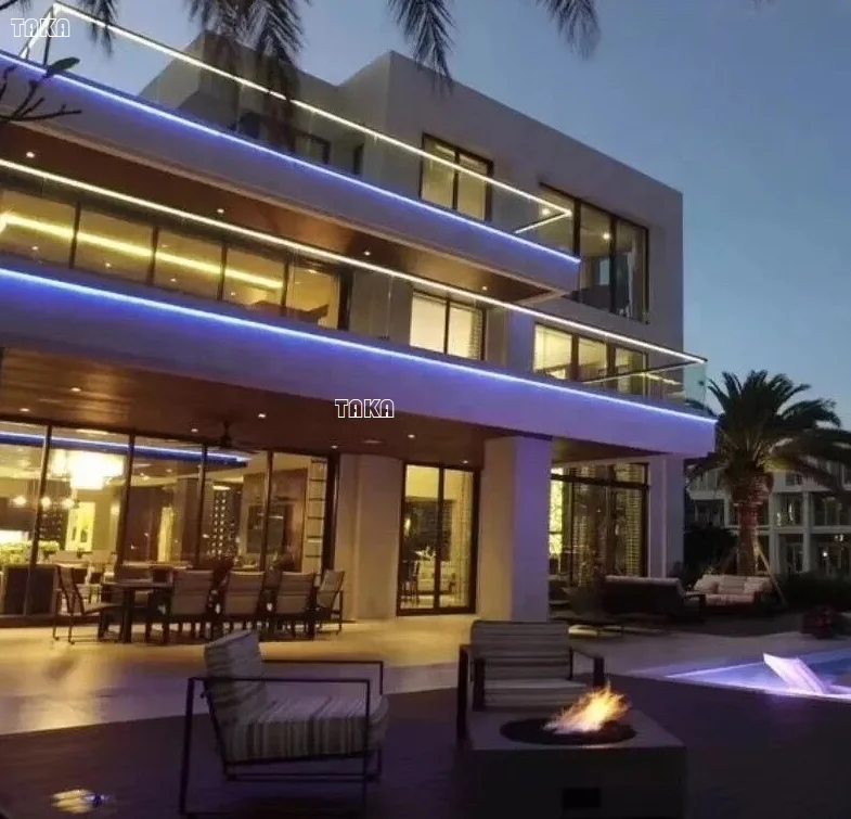 LED Light Glass Railing for Staircase Post Stainless Steel Glass Railing