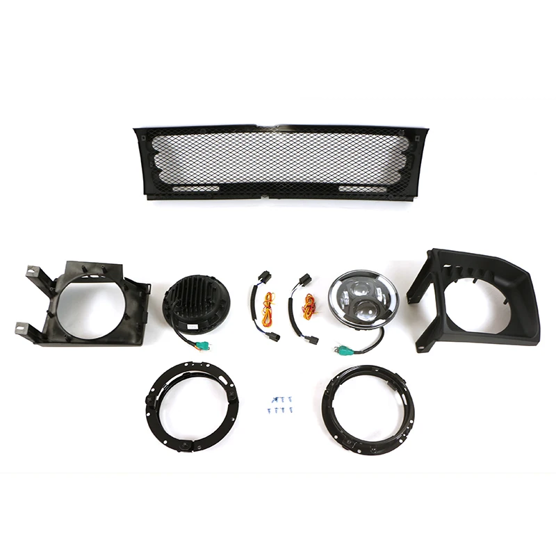 Auto Parts Modified ABS Black Car Front Grille With LED Light Bar Fit For PAJERO V33 V43 V31 V32