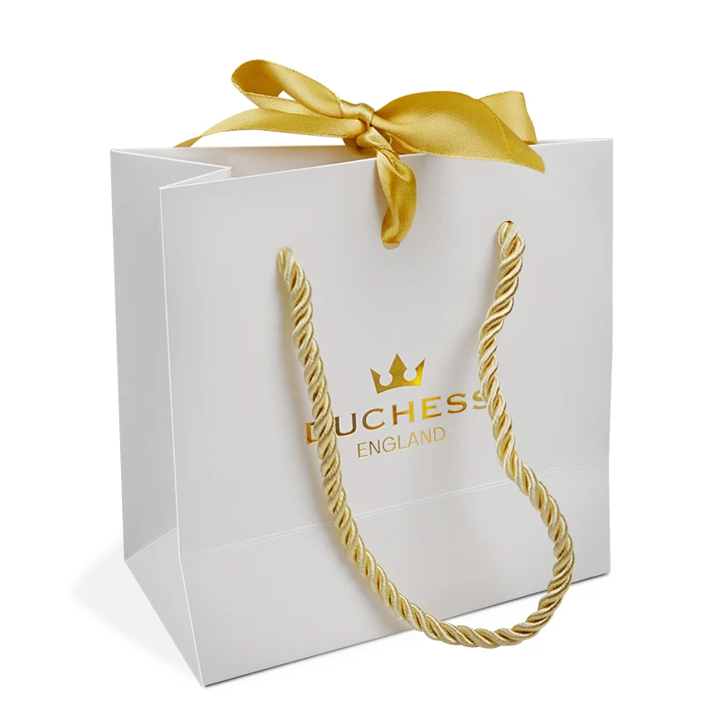 Бесплатные маленькие бумажные подарочные пакеты белого цвета на заказ с вашим собственным логотипом штамповка золотой фольгой с ручкой