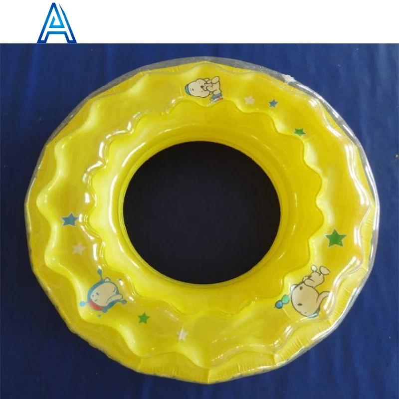 Cheap low price custom size printing PVC inflatable bubble double layer swim tube swimming ring for pool float water toy