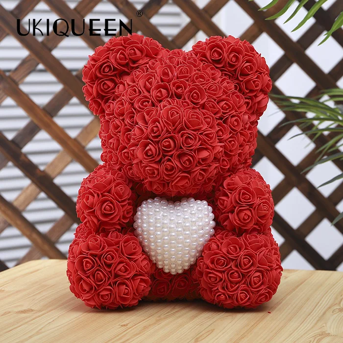 High Quality Girl friend Christmas Valentine Gift 16 inch 40 cm Foam Teddy Rose Rear with Heart