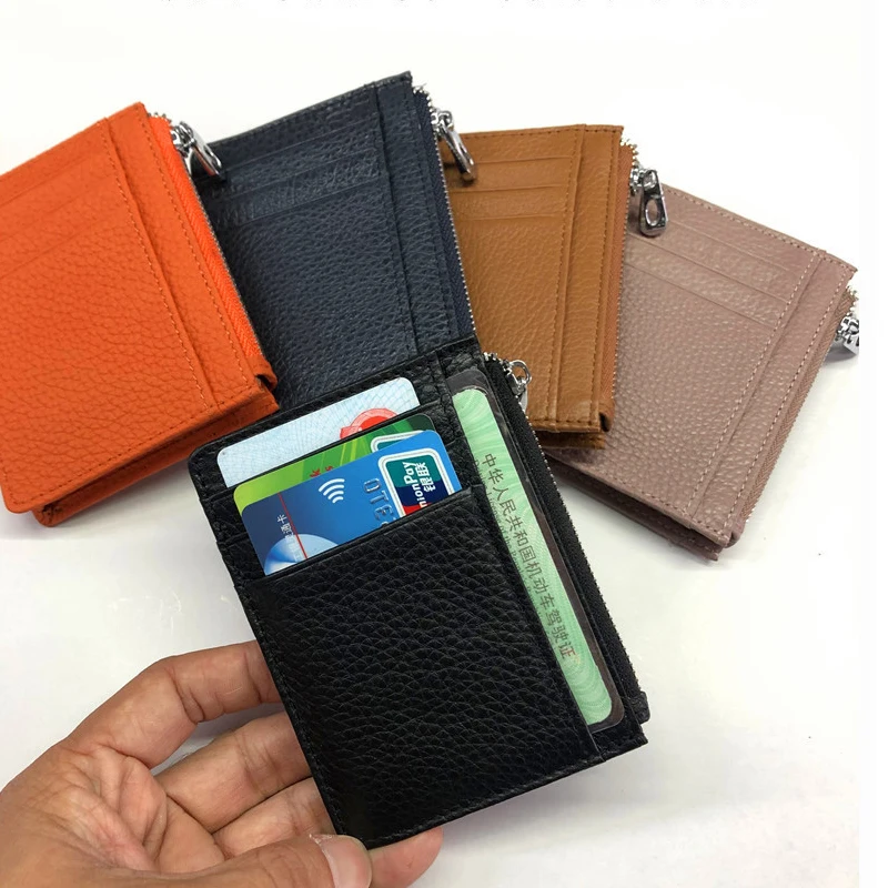 Genuine Leather Credit ID Card Holder Bank Card Sets Slim Men Women Short Rfid Mini Wallet