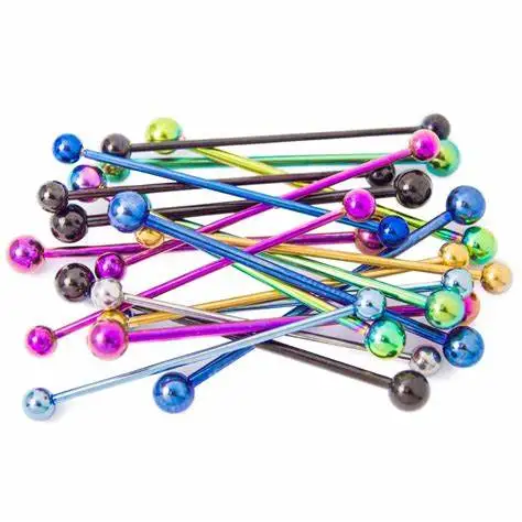 Helix Industrial Barbell Rings Externally Threaded Tongue Nipple Bar Titanium Piercing Trendy Opp Bag Children's Nail Bar