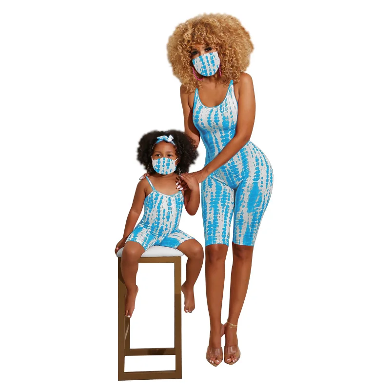 Family matching mother daughter Solid color parent-child outfit one piece jumpsuit Parent-Child Wear