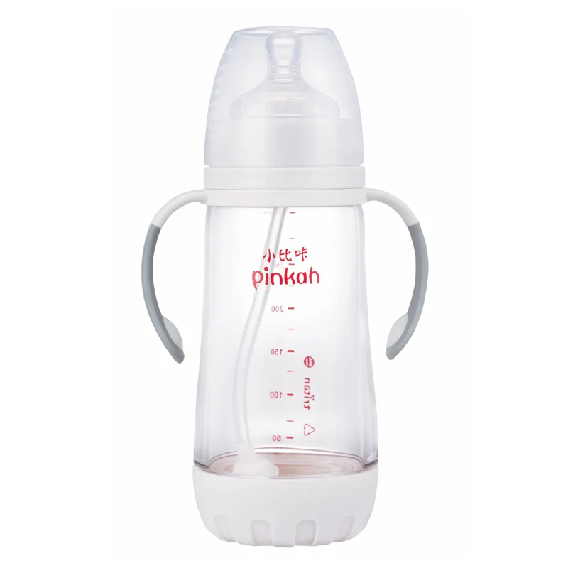 PINKAH BPA free plastic tritan baby milk feeding bottle with handle