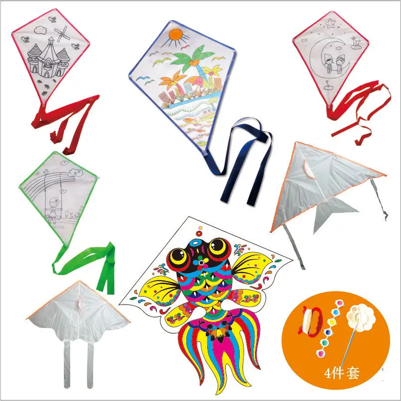 High Quality Kids gift shape DIY Painting Kite Diamond 3d airplane patang pakistani giant big blank kites