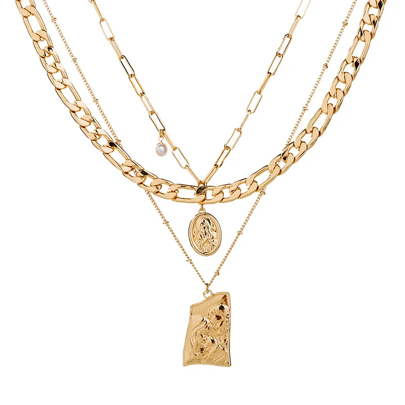 JC crystals Ins hot selling gold plated stainless Butterfly Pearl layered necklace kolye ucu