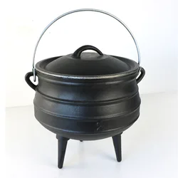 Pre-seasoned Customization South African Cast Iron 3 Legged Potjie Pots Cauldron With Lid