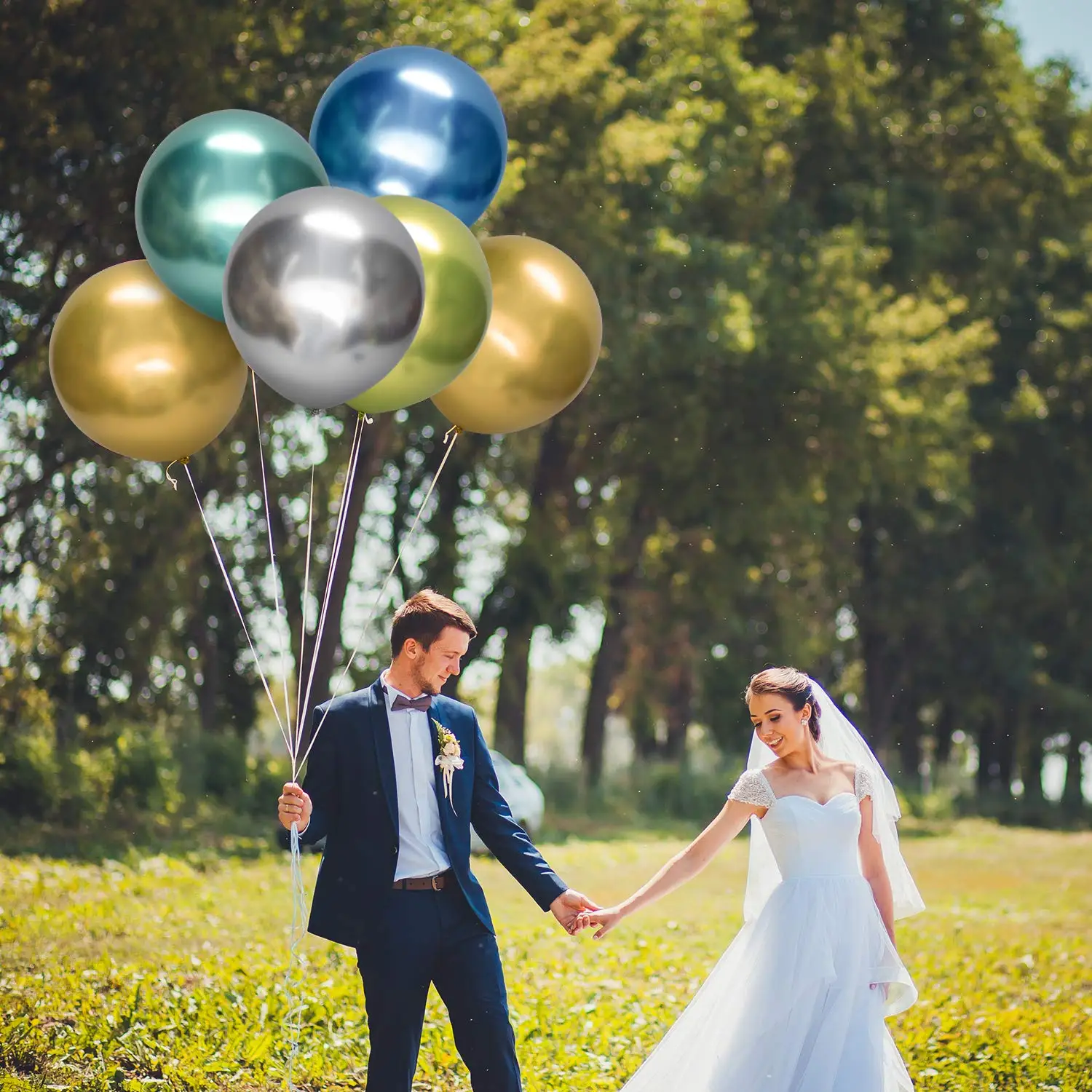 Shuian 18 inch 10 pcs metallic balloon party supplies decorations set birthday event decoration wedding thickened chrome balloon