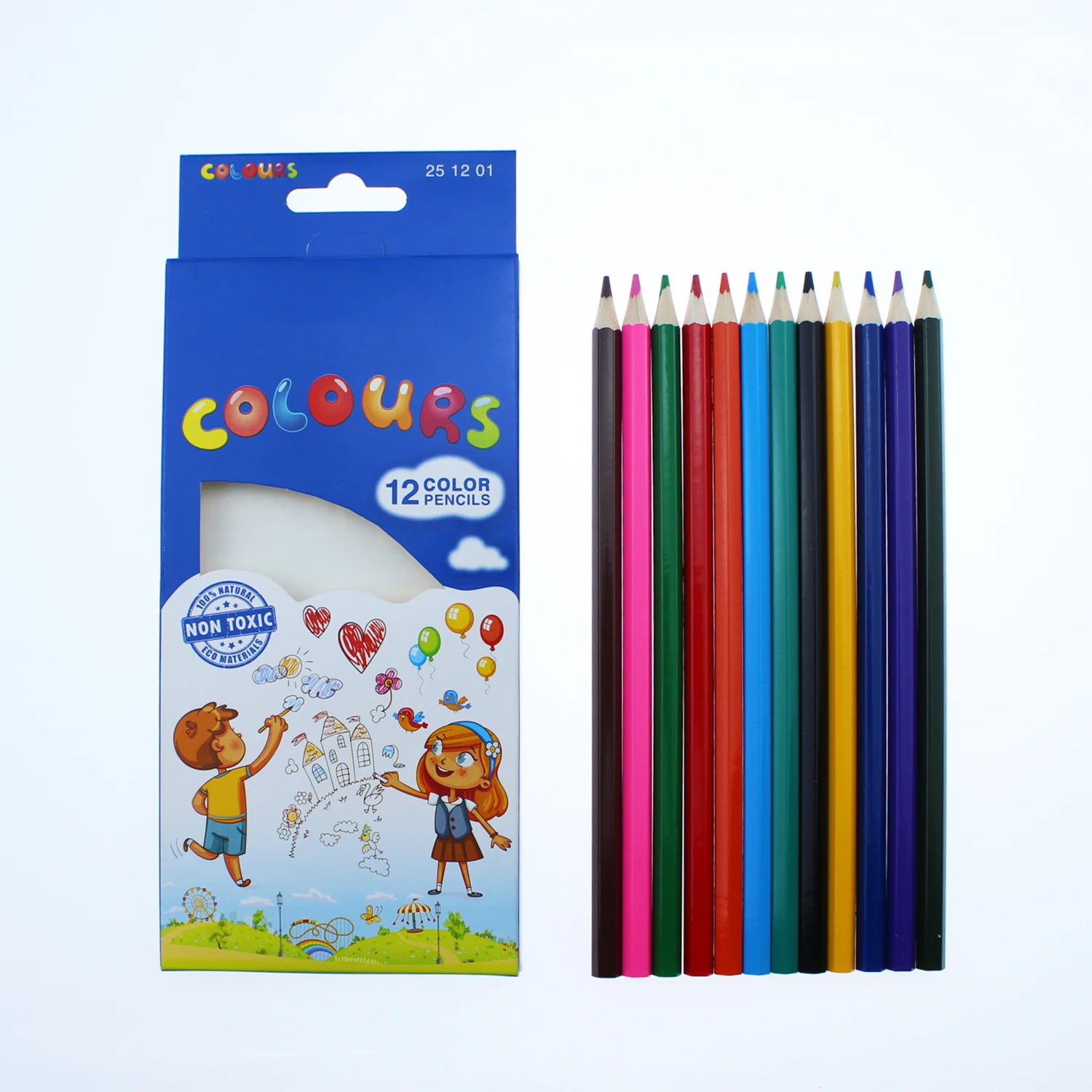 China Manufacturer 12/18/24pcs Wholesale Round/hexagon/triangle Shape Wooden Color Pencil