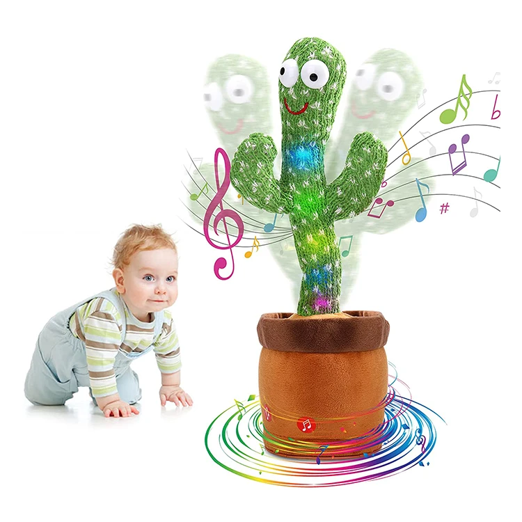 Мягкая вязаная игрушка на заказ с функцией записи танцев, пения и зарядки, детские игрушки в виде кактуса