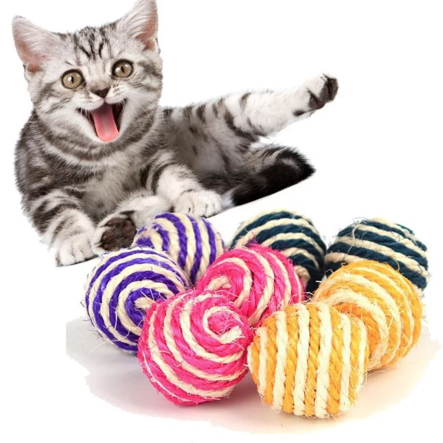 Factory  Wholesale sisal ball cat toy ball tease cat walk cat claw ball