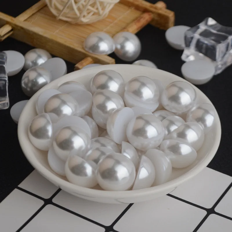 Lan Guang Wholesale 1.5-25mm ABS Plastic Flatback Pearls in Bulk Plastic Half Round Loose Pearl For Decoration Nail Art