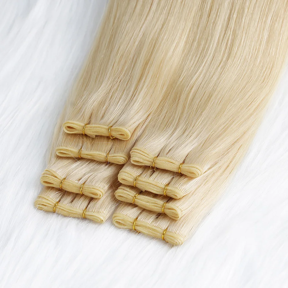 Factory Customized European Virgin Hair Thick End Invisible Weft No Return Hair Double Drawn Genius Weft Hair Extensions