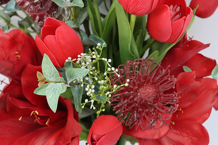 Red Simulation Flower 66cm Amaryllis Orchid Tulip Flamingos Artificial  Wedding Bouquet
