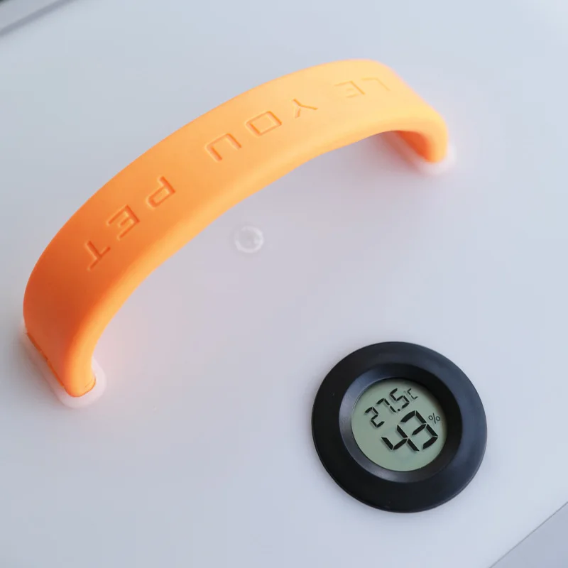 New Design PP Plastic portable soft pet carrier dog cat travel bag transparent Big Space Box with Thermometer