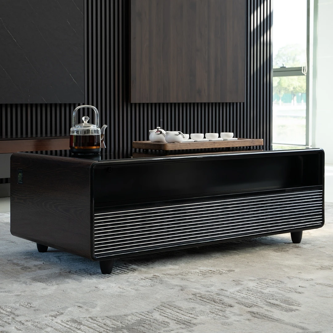 2024 Hot Selling Multifunction Wireless Chargers Led Ambient Light Speaker Smart Coffee Table Mini Refrigerator Table