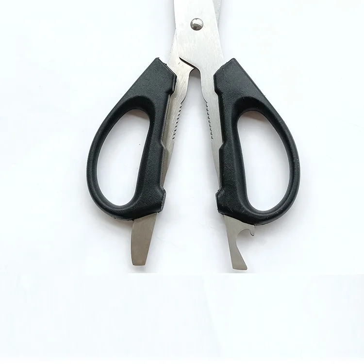 Large PP handle sharp multipurpose scissors kitchen scissors for bottle opener