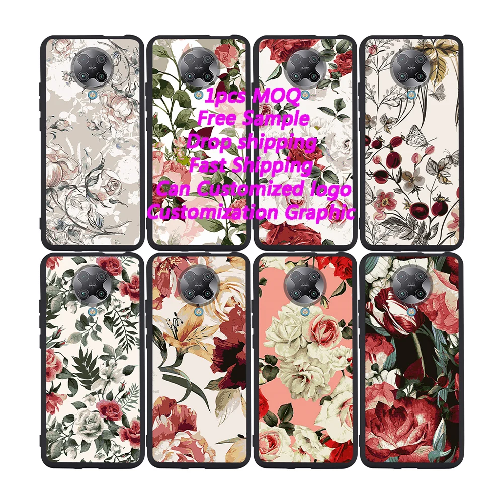 Girls Retro 3D flower matte soft Phone Case For xiaomi redmi K40 pro