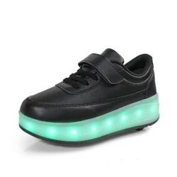 Simple Skates Walking Retractable Flashing Skating Led Lighting Sneakers Heelys Four Wheel Roller Skate Shoes with Led Light