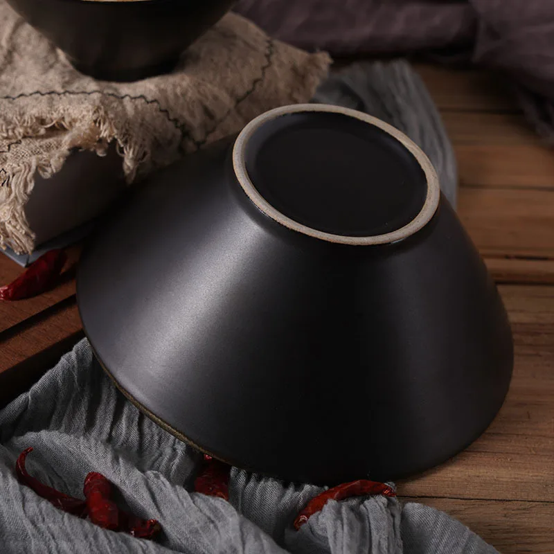 Hot selling factory price Japanese style black shiny 6.0 inch and 8.0 inch ramen bowl for restaurant and home usage