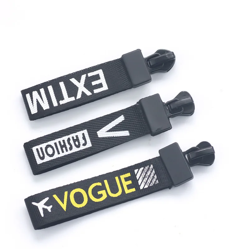 Pull-out custom LOGO slider heat transfer screen printing letter loop resin zipper head