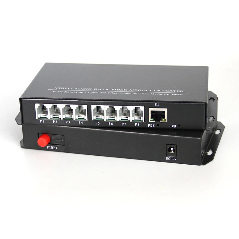 1 пара одиночный режим 8 канальный телефон + порт 10/100 M Ethernet телефонный волоконному оптическому конвертору