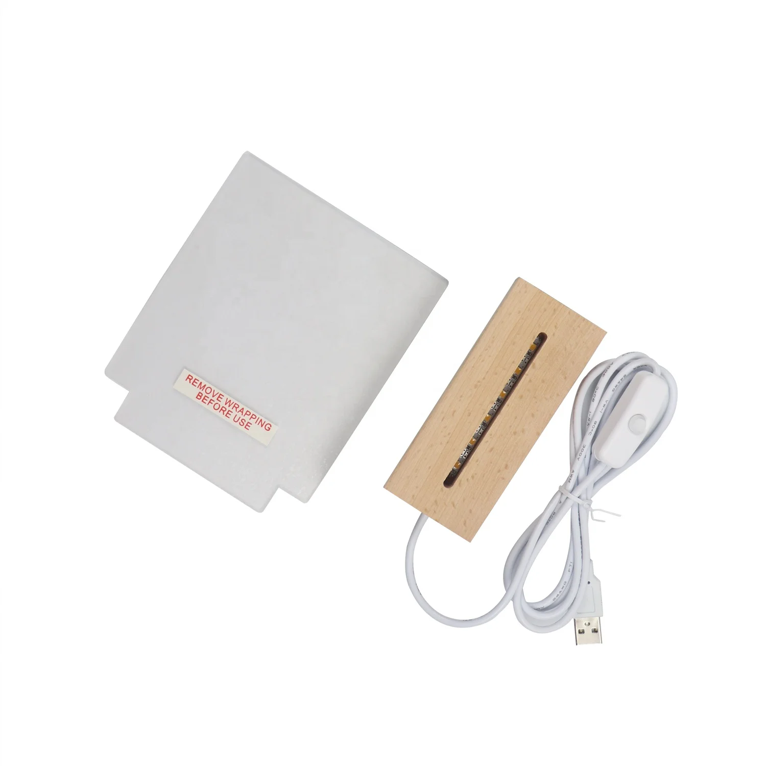 Wholesale Erasable Memo Board DIY Night Light Blank Acrylic LED Lights With Led Wood Base