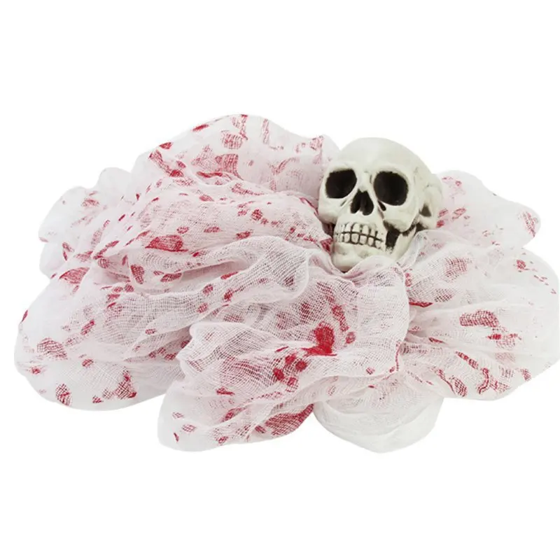 Halloween Decorative Black Sheer Gauze Terror Blood Window Door Net Tablecloth Festival Horror Props Haunted House Party Decor