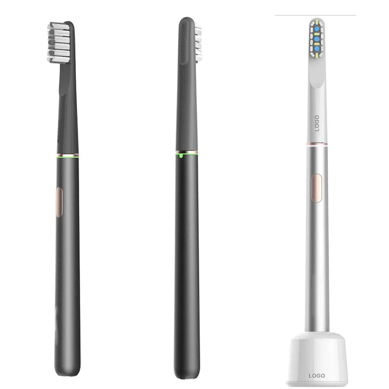  LULA Oral Care Soft Bristle Electronic Toothbrush Slim Alloy Ultra Whitening With toothbrush Heads