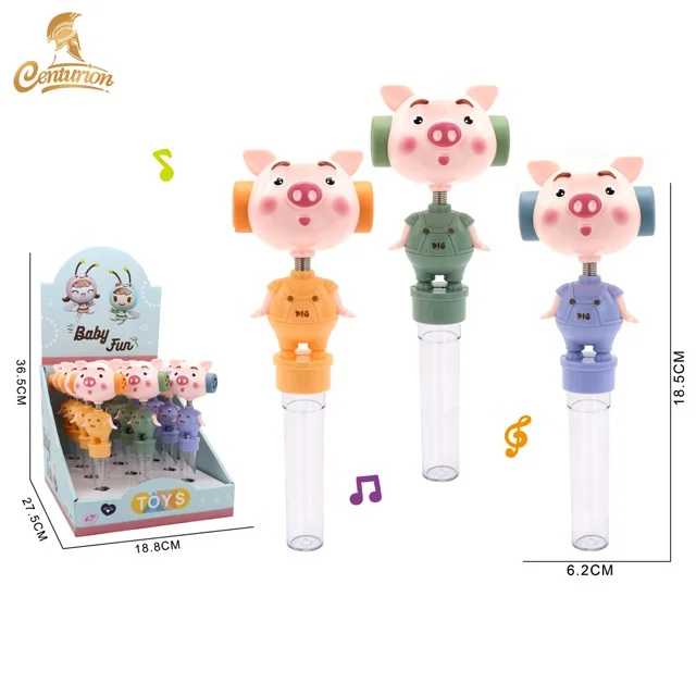 OEM Cartoon Goose Shake Whistle Music Container Toy Candy Kids Funny Candy Toy For Sales