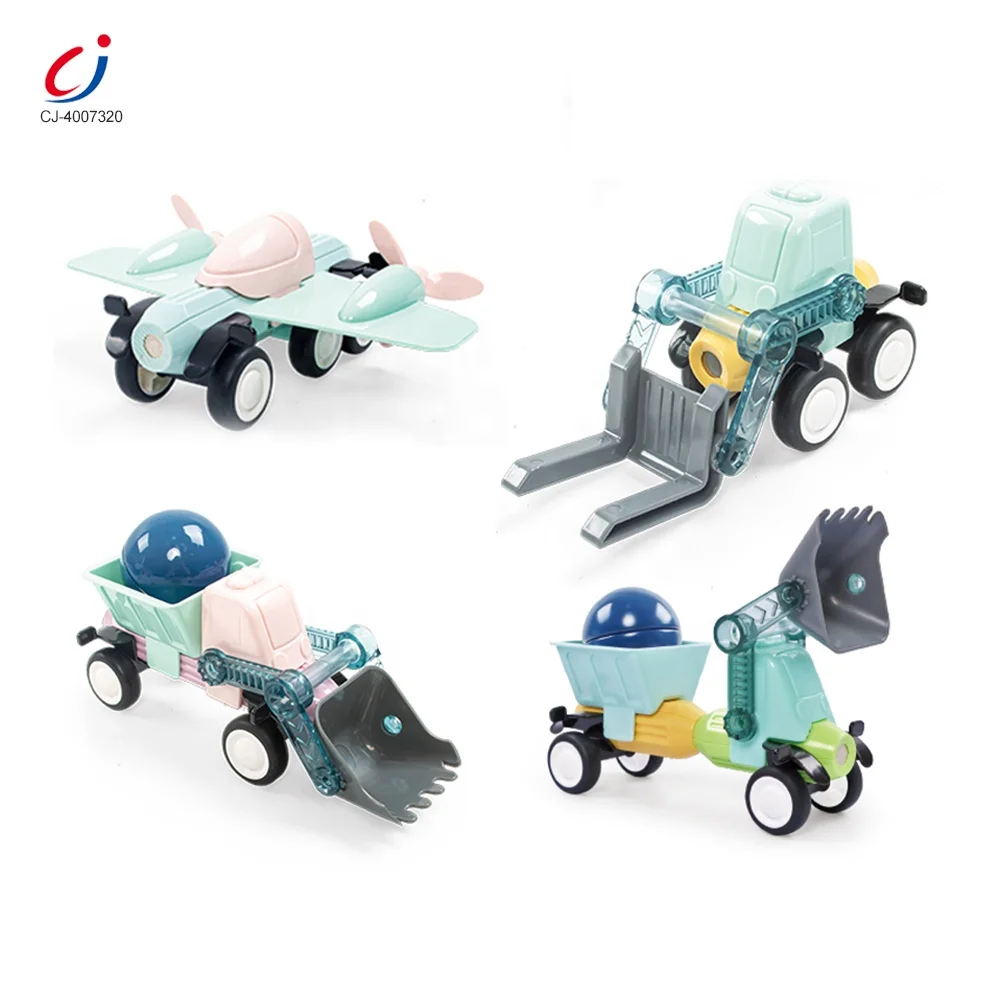 Chengji stem magnetic blocks diy assembly engineering vehicle building block toy set magnetic sticks building blocks for kids