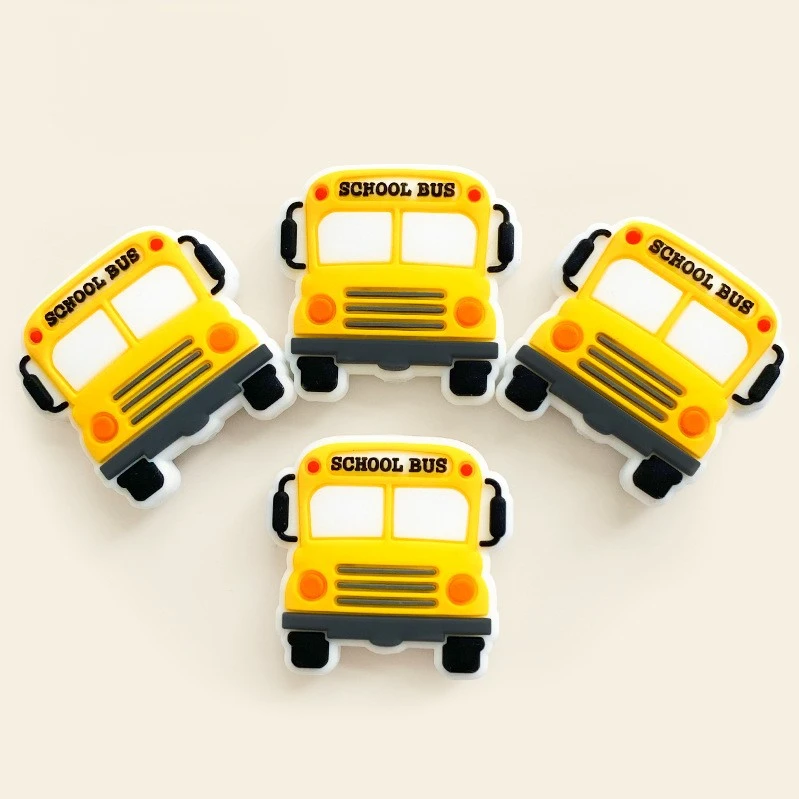 Wholesale Manufacturer Custom Beads Mold Yellow School Bus Silicone Focal Beads For Pen Making