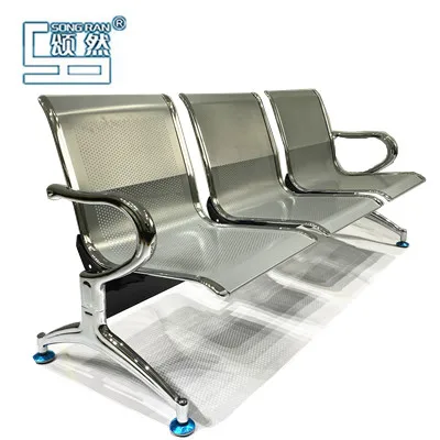 Office Steel Waiting Chair. Luxury Gang Chair, Vinyl Upholstered Waiting Room Chairs