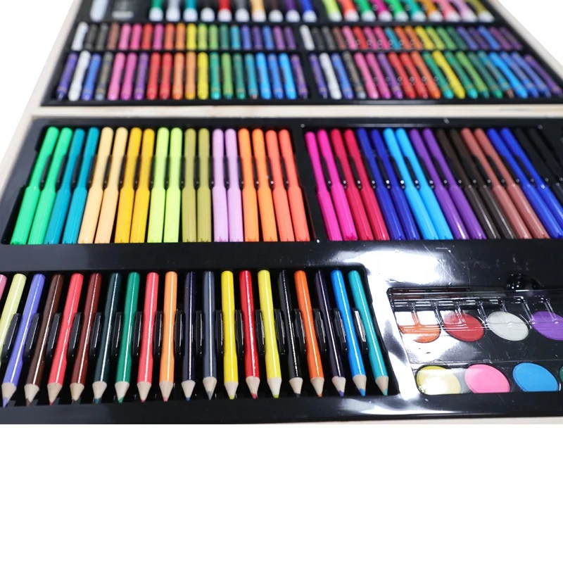 Wooden Box 180 pieces Color Draw Pencil Art Crayon Supplies Kit Painting Drawing Wholesale Kids Stationery Crafts Art Set