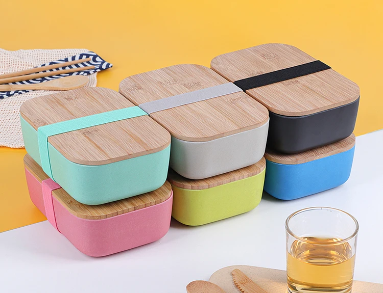 Food safe bamboo lunch box bento lunch case portable lunch box for children+bamboo travel utensil set
