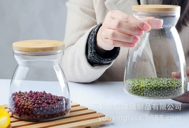 
Factory supply 700ml glass jar wooden lid 