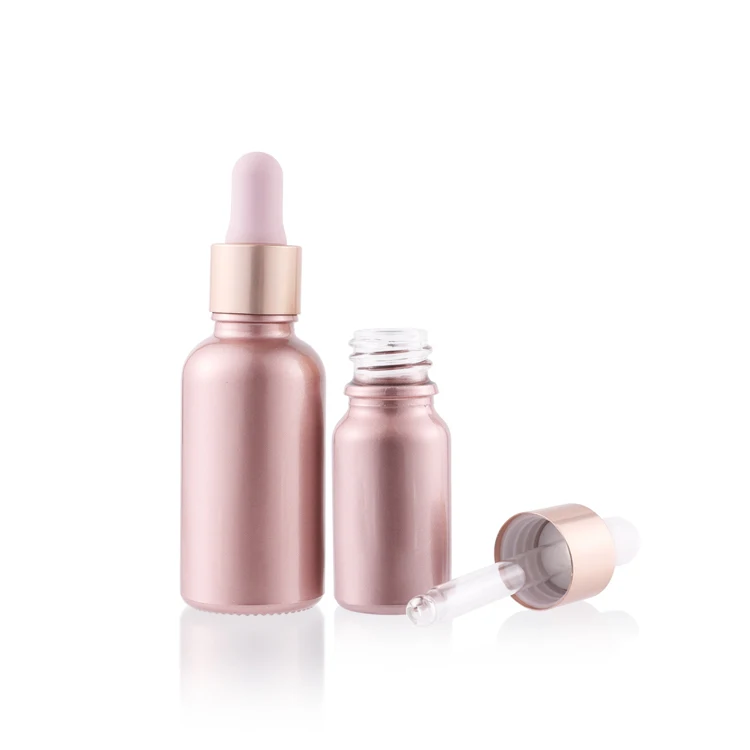 Новое поступление, гальваническая бутылка для эфирного масла, розовые стеклянные бутылки с пипеткой, стеклянная бутылка для косметики